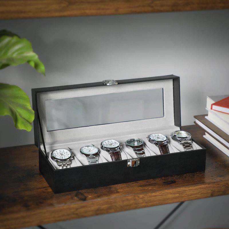 Songmics SONGMICS Uhrenbox mit Glasdeckel und Schloss Fabrikladen