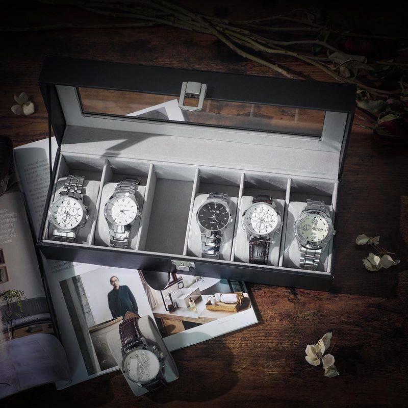 Songmics SONGMICS Uhrenbox mit Glasdeckel und Schloss Fabrikladen