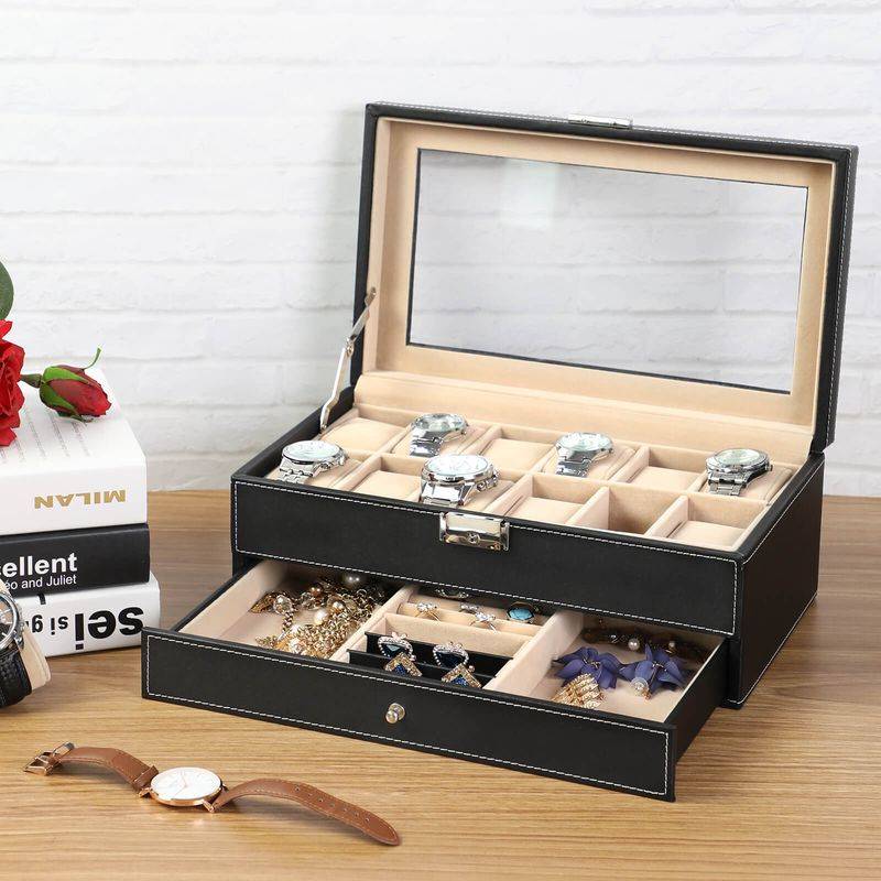 Songmics SONGMICS Uhrenbox mit 2 Etagen zollfrei
