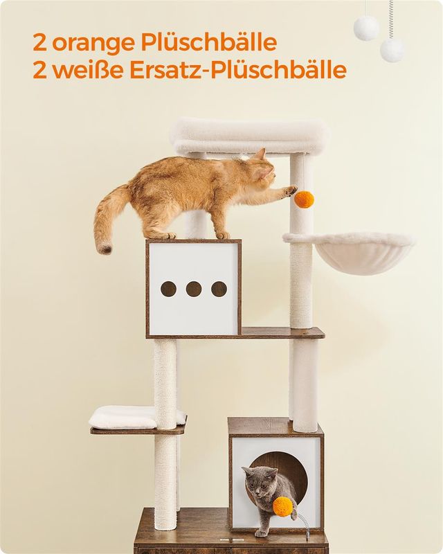 Songmics Feandrea Kratzbaum, Katzenbaum mit Katzenklo-Schrank Versandkostenfrei
