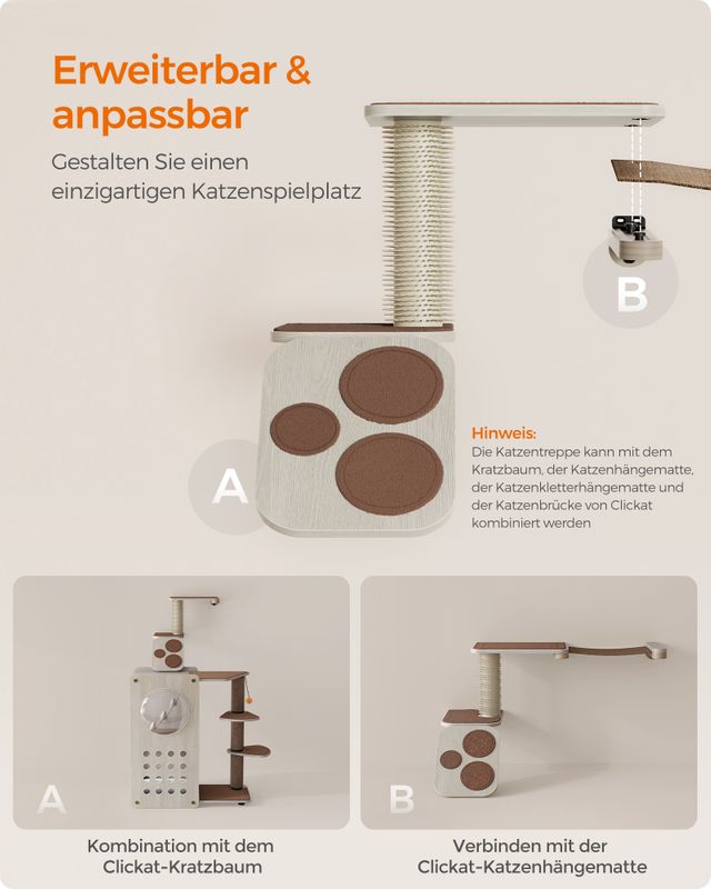 Songmics Clickat Kollektion - Nr. 004 Katzentreppe zur Wandmontage Vatertagsangebot