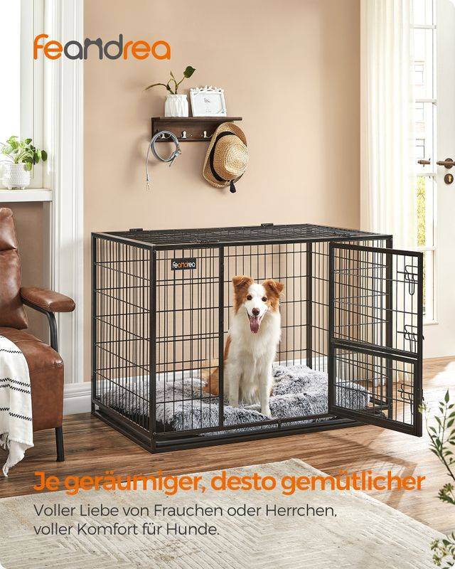 Songmics Feandrea Hundekäfig hochbelastbar transportabel mit 2 abnehmbaren Türen Lagerräumung