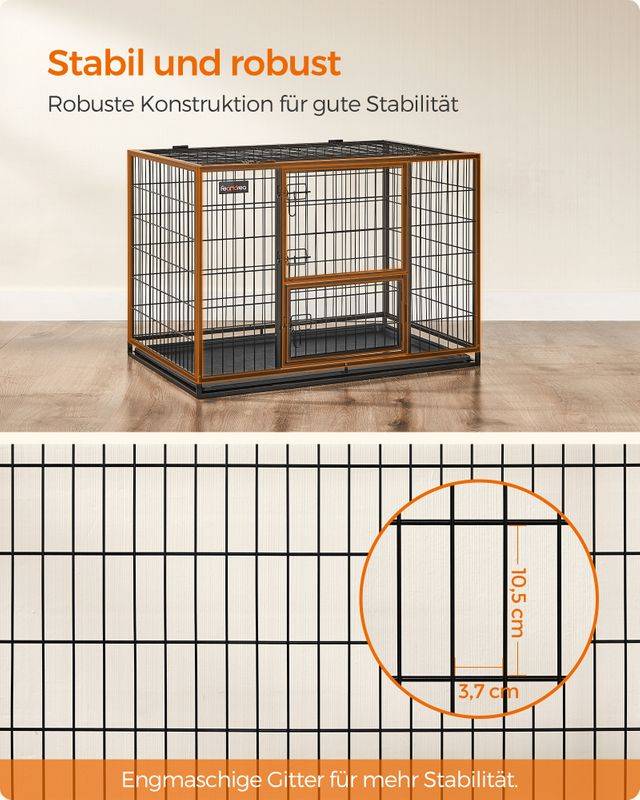 Songmics Feandrea Hundekäfig hochbelastbar transportabel mit 2 abnehmbaren Türen Lagerräumung