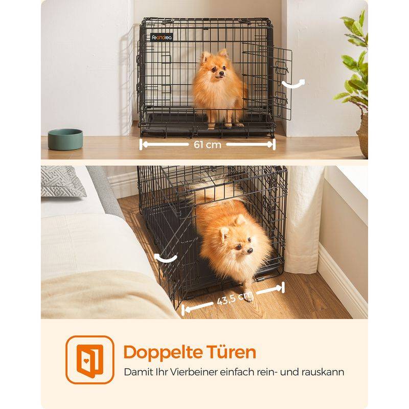 Songmics Feandrea Hundekäfig klappbar mit 2 Türen und Kunststoffschale Exklusive Angebote