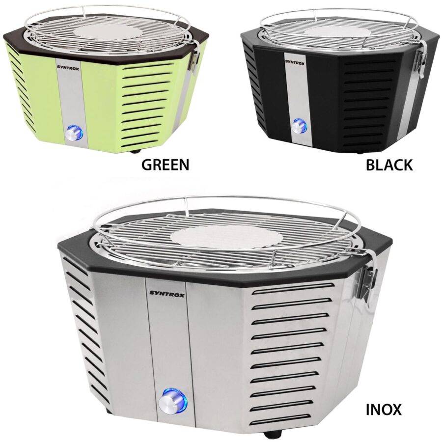Syntrox Germany Balkongrill raucharm Molami Tischgrill mit Aktivbelüftung BBG Grill