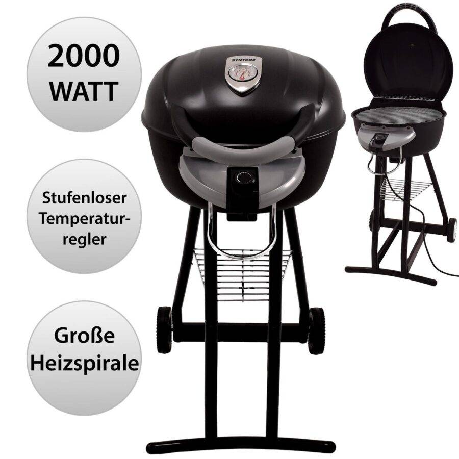 Syntrox Germany Kugelgrill Blumbria Rundgrill mit Deckel Grillwagen Elektrogrill