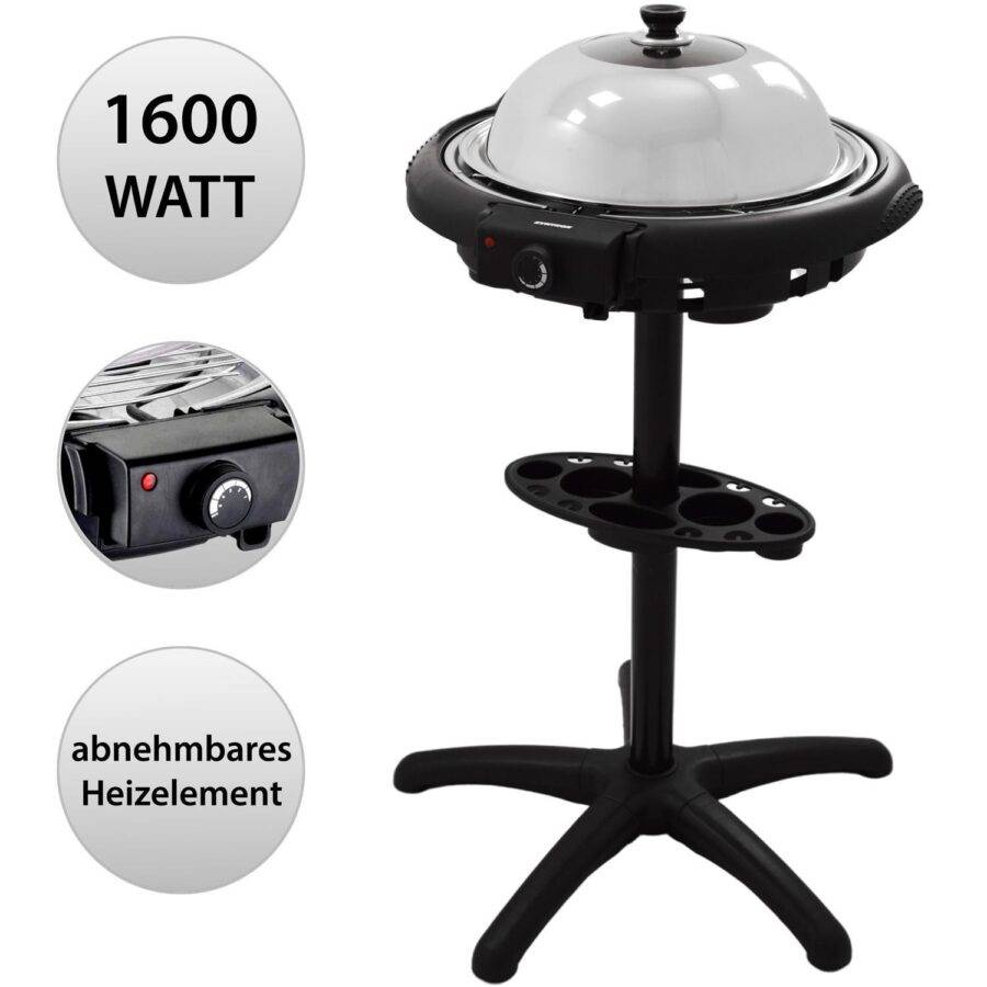 Syntrox Germany Rundgrill mit Deckel Swiloga Stand Elektrogrill mit Standfuß BBQ Grill