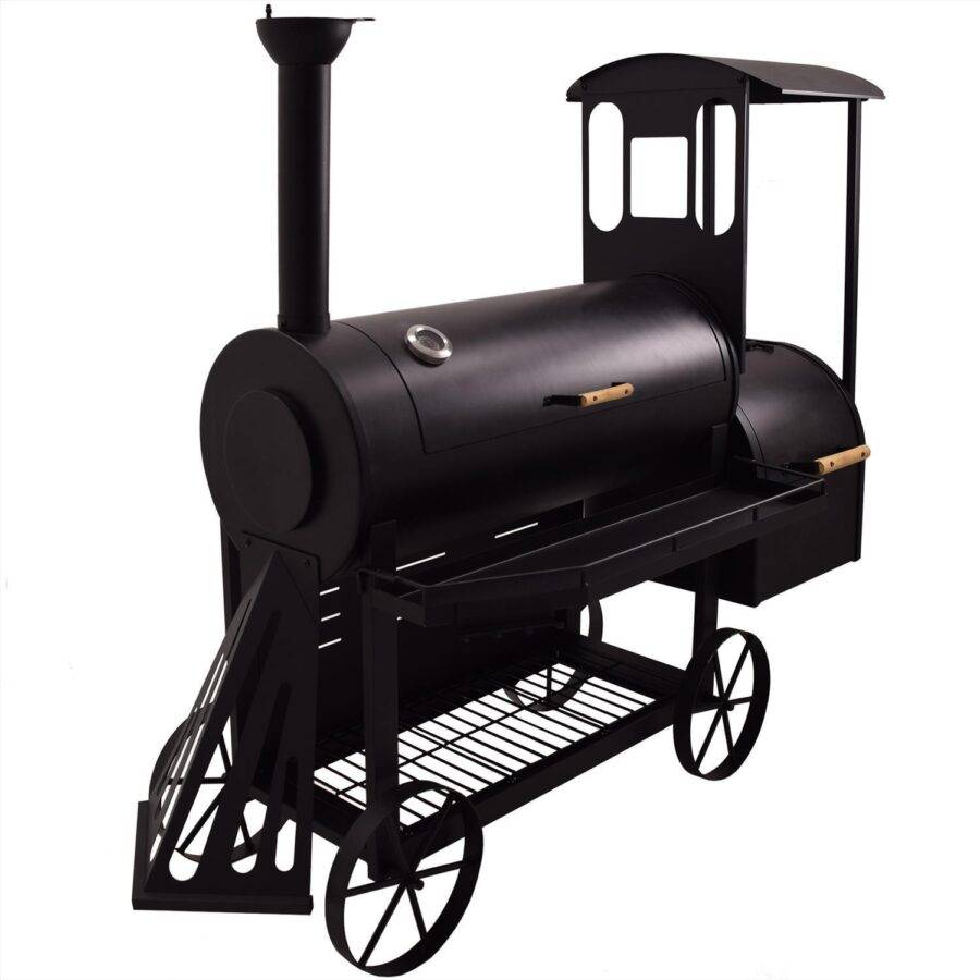 Syntrox Germany Lok Smoker Flustra Räucherofen Lokomotive Grillwagen BBQ-Grill