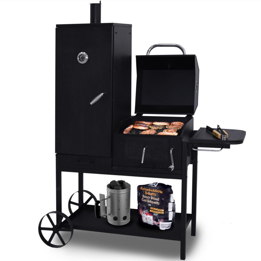 Syntrox Germany Smoker mit Räucherofen Klavor Grillwagen Holzkohlegrill BBQ Grill