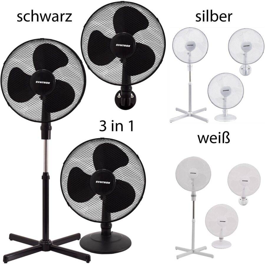 Syntrox Germany 3in1 Standventilator Tischventilator Wandventilator Zelixa Wandlüfter