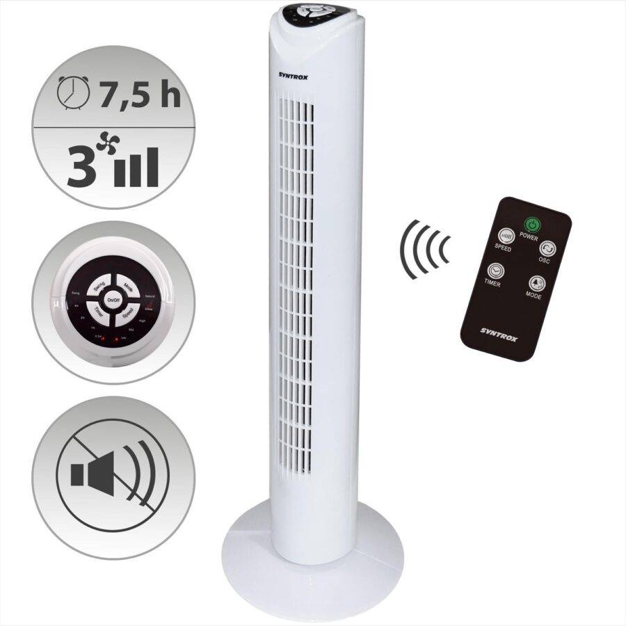 Syntrox Germany Turmventilator oszillierend Drilef Turm Tower Fan Standventilator