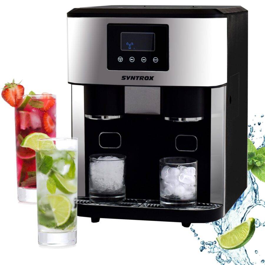 Syntrox Germany Eiswürfelmaschine mit Eiswasser Silabu Eiscrusher Eiswürfelwürfel