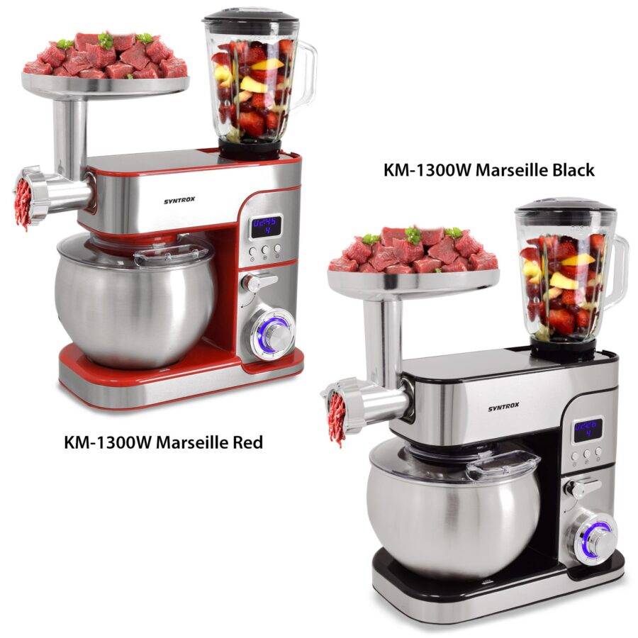 Syntrox Germany 7,0 l Küchenmaschine Kagus mit Fleischwolf Mixer Teigknetmaschine