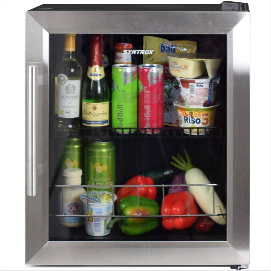 Syntrox Germany 46 l Edelstahl Mini Kühlschrank mit Glastür Capellas Hotelkühlschrank Exklusive Angebote