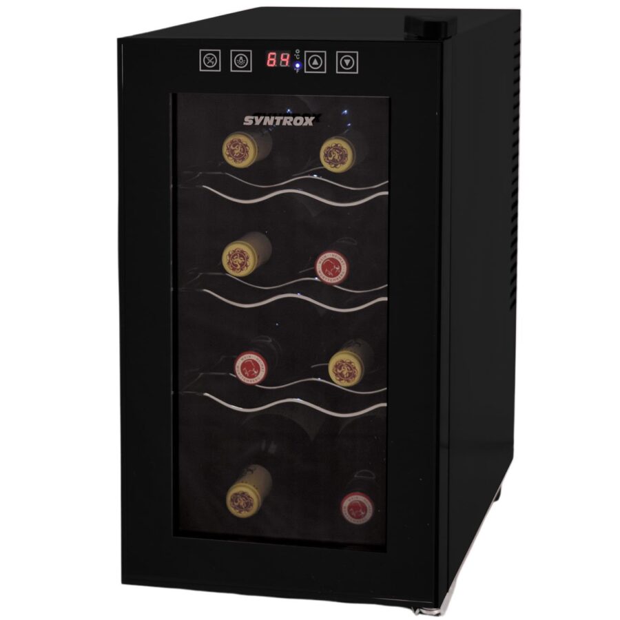 Syntrox Germany 8 Flaschen 25 l Weinkühlschrank mit Glastür Denebo Weinschrank